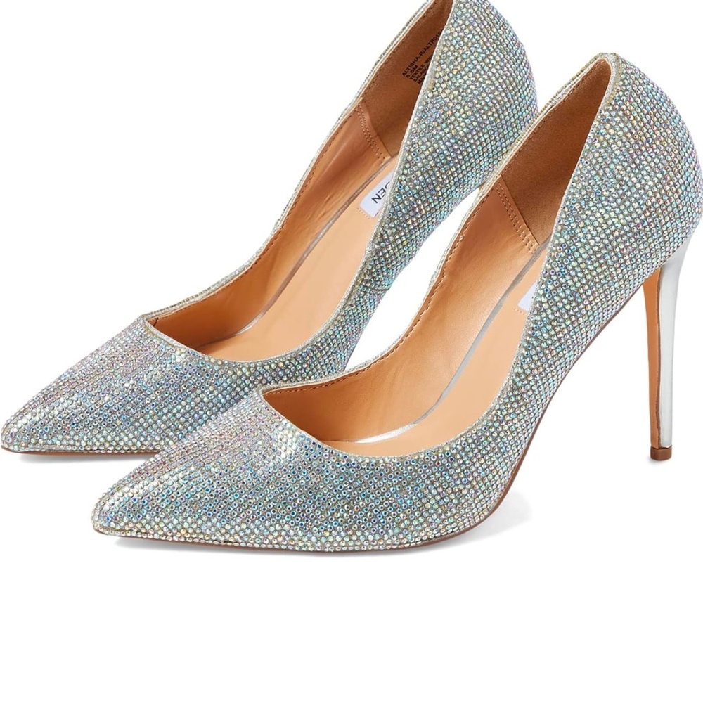 Steve Madden Altisha Silver Glitter Heels